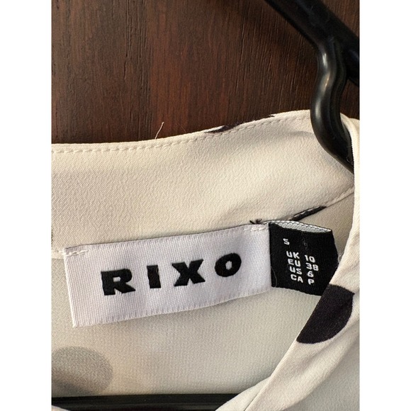 RIXO London Polka Dot Tiered Maxi Dress White Black Puff Sleeve Size US 6 UK 10 - Picture 4 of 11